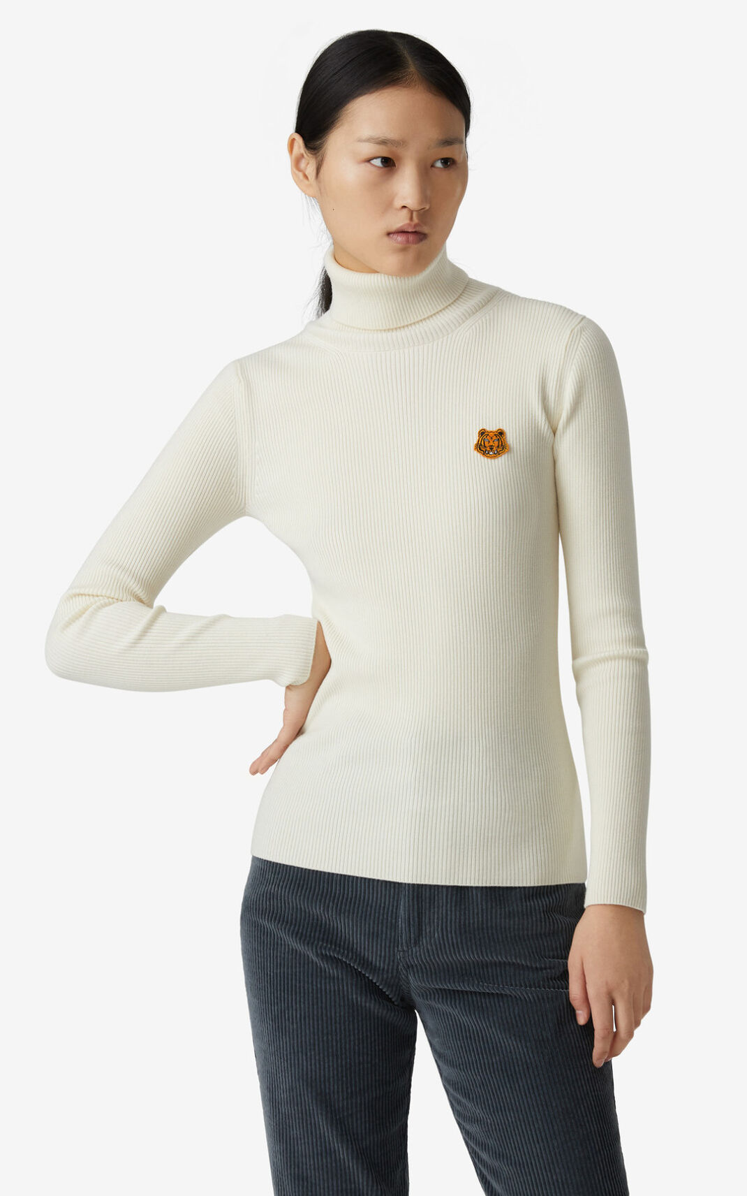 Kenzo Tiger Crest roll neck Ženska Pulover Bela SI-8573539